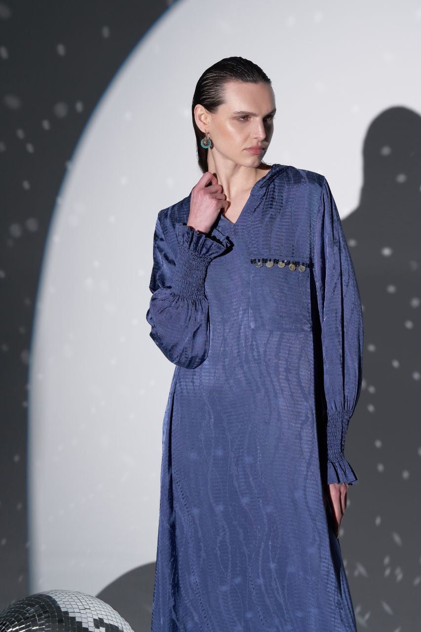 Blue Abaya with Hood