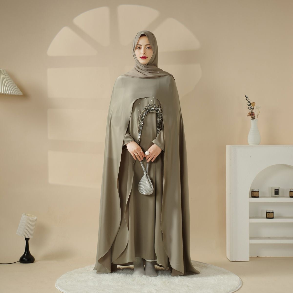 Abaya with Cape and Elegant Details