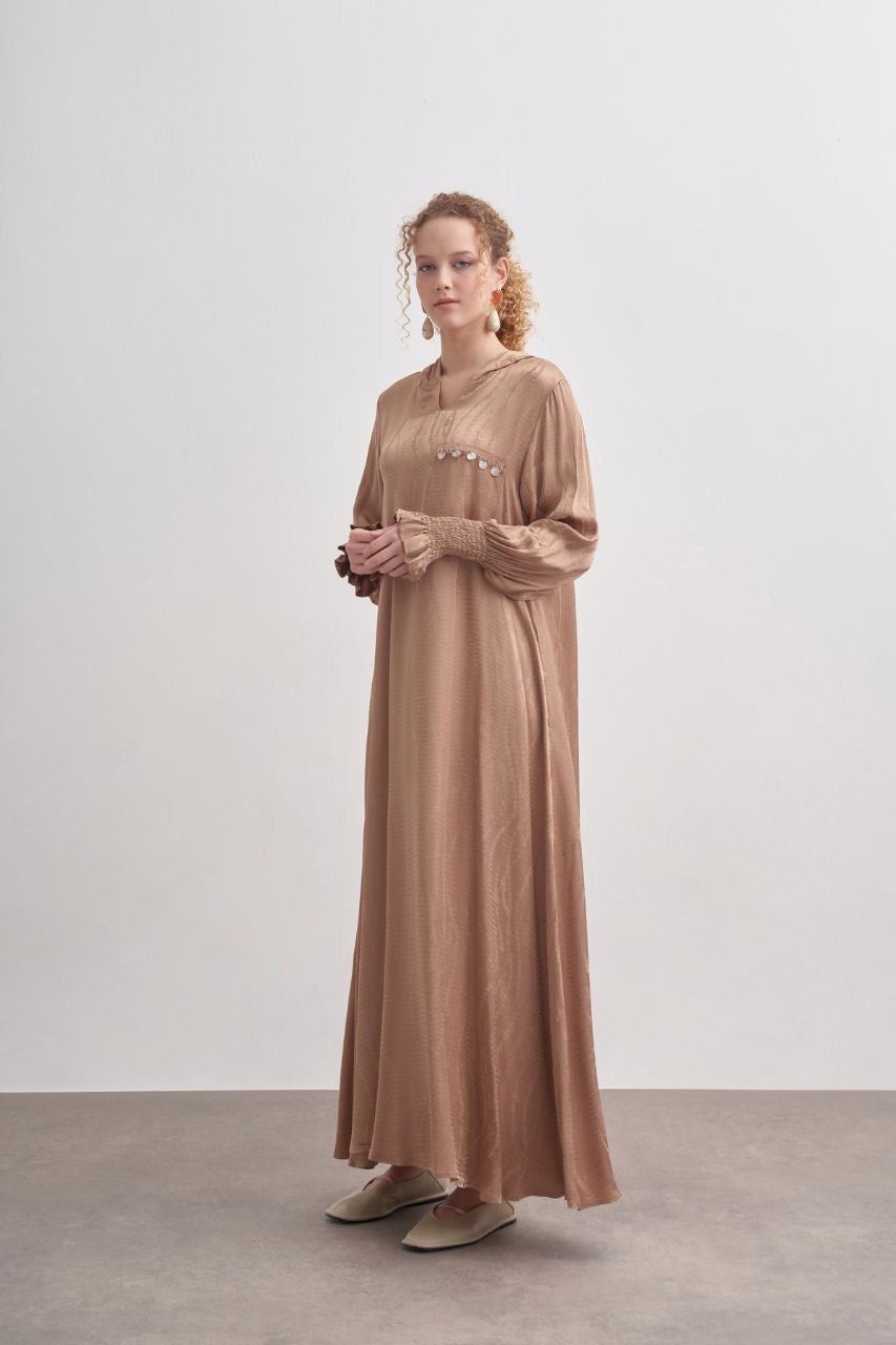 Beige Abaya with Hood