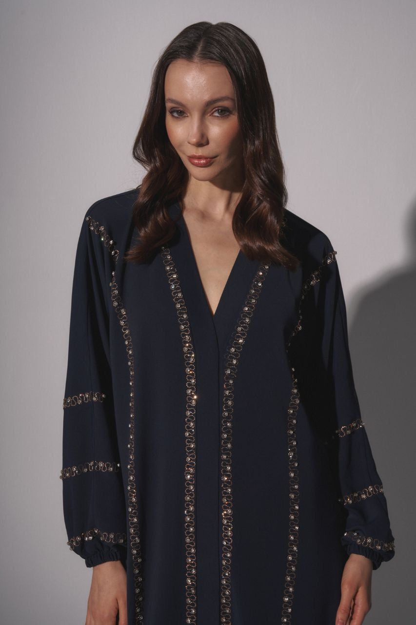 Black Night Elegance Embellished Abaya