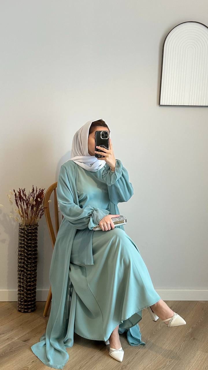 Abaya Lamis - Soft Sage Elegance