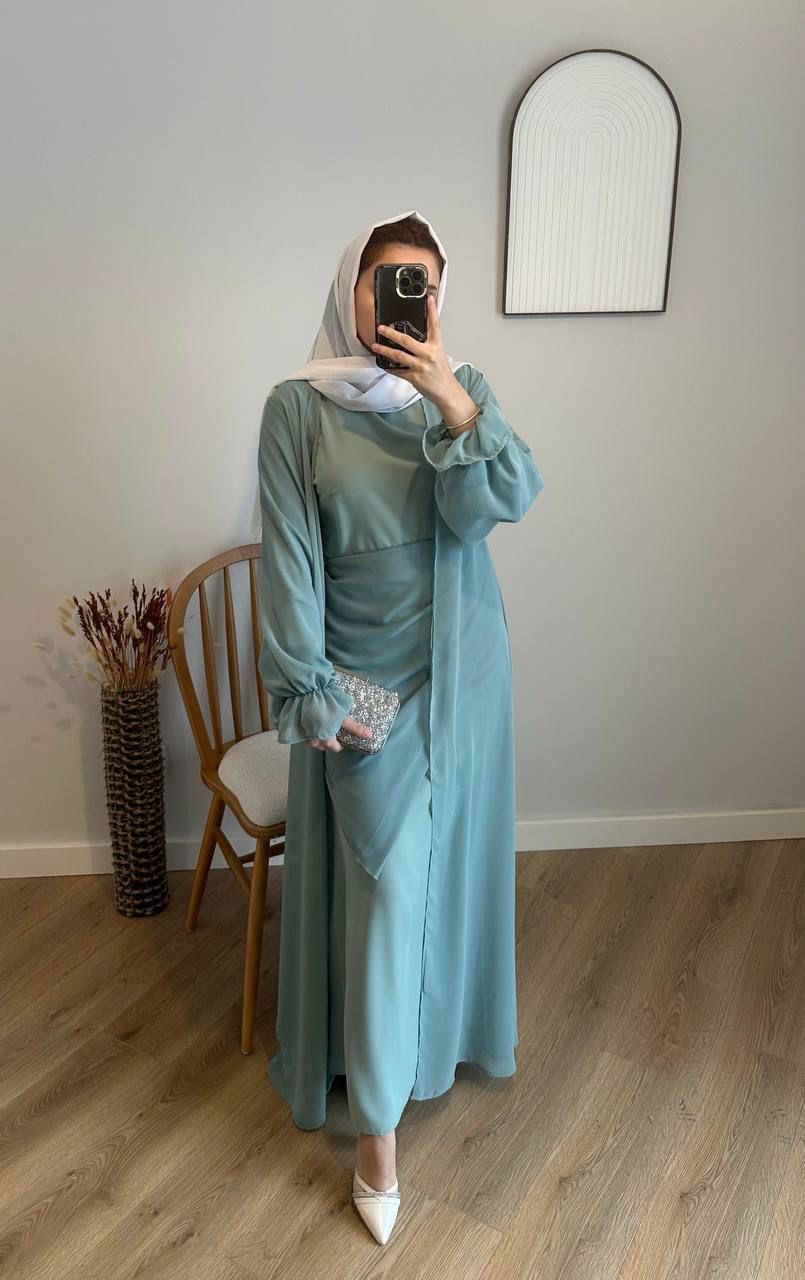 Abaya Lamis - Soft Sage Elegance