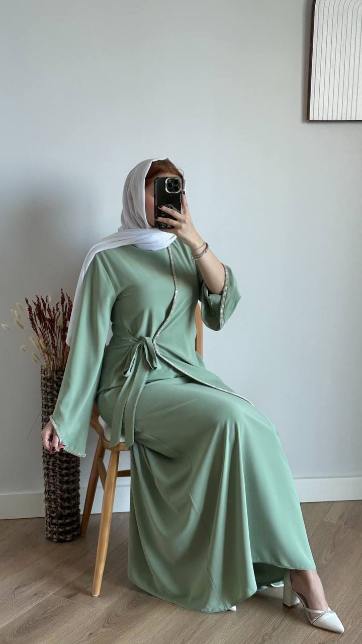 Abaya Lina - Mint Grace Wrap