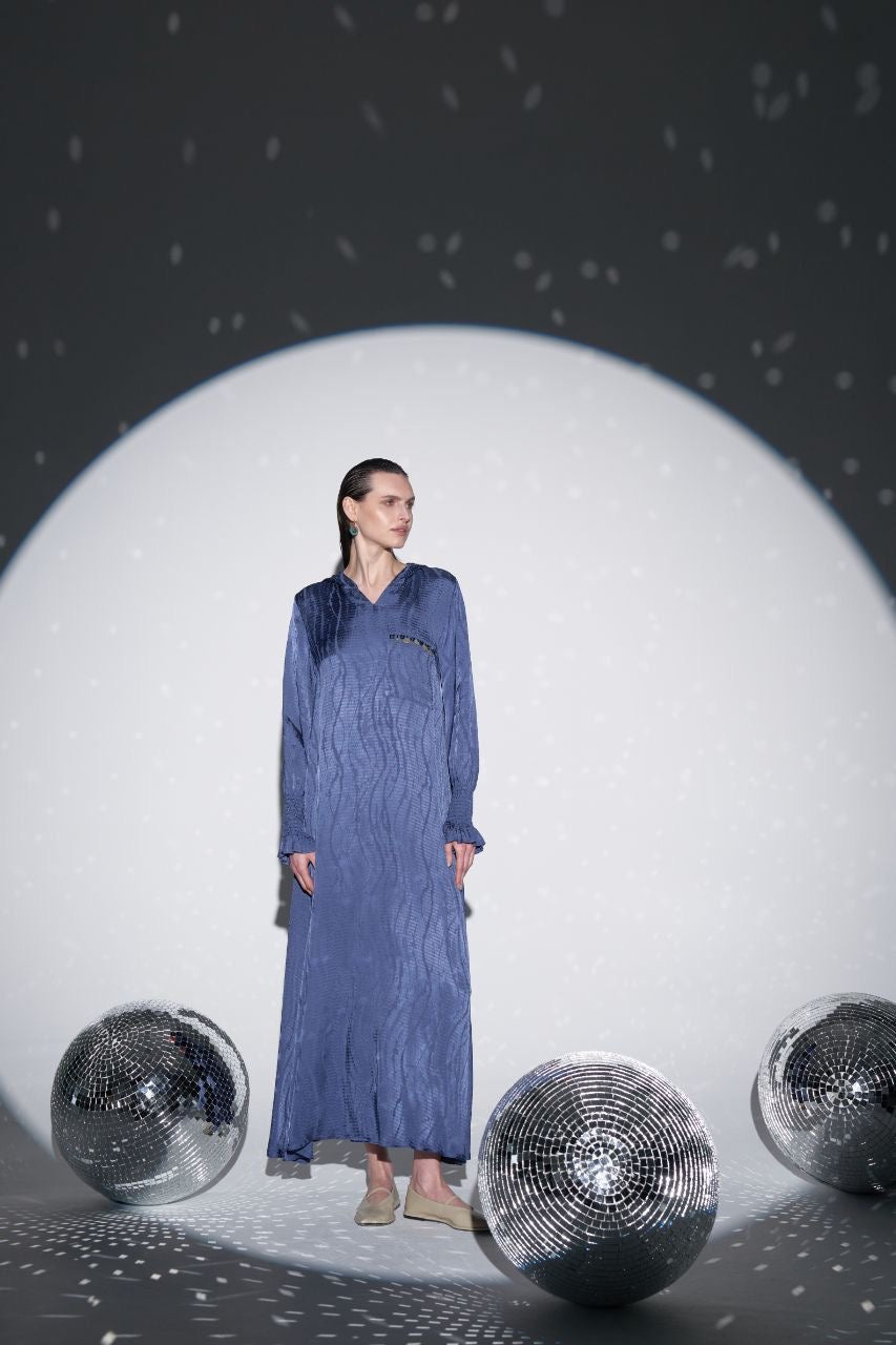 Blue Abaya with Hood