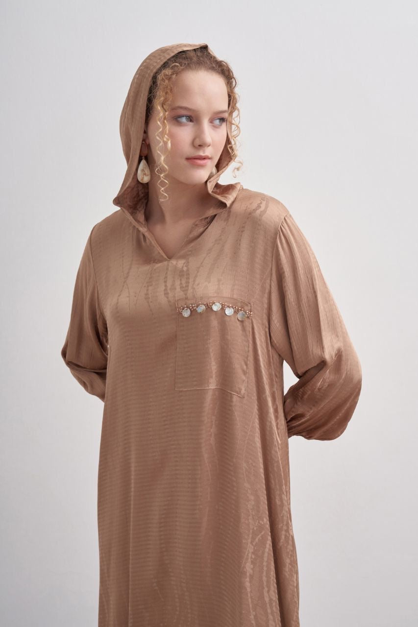 Beige Abaya with Hood