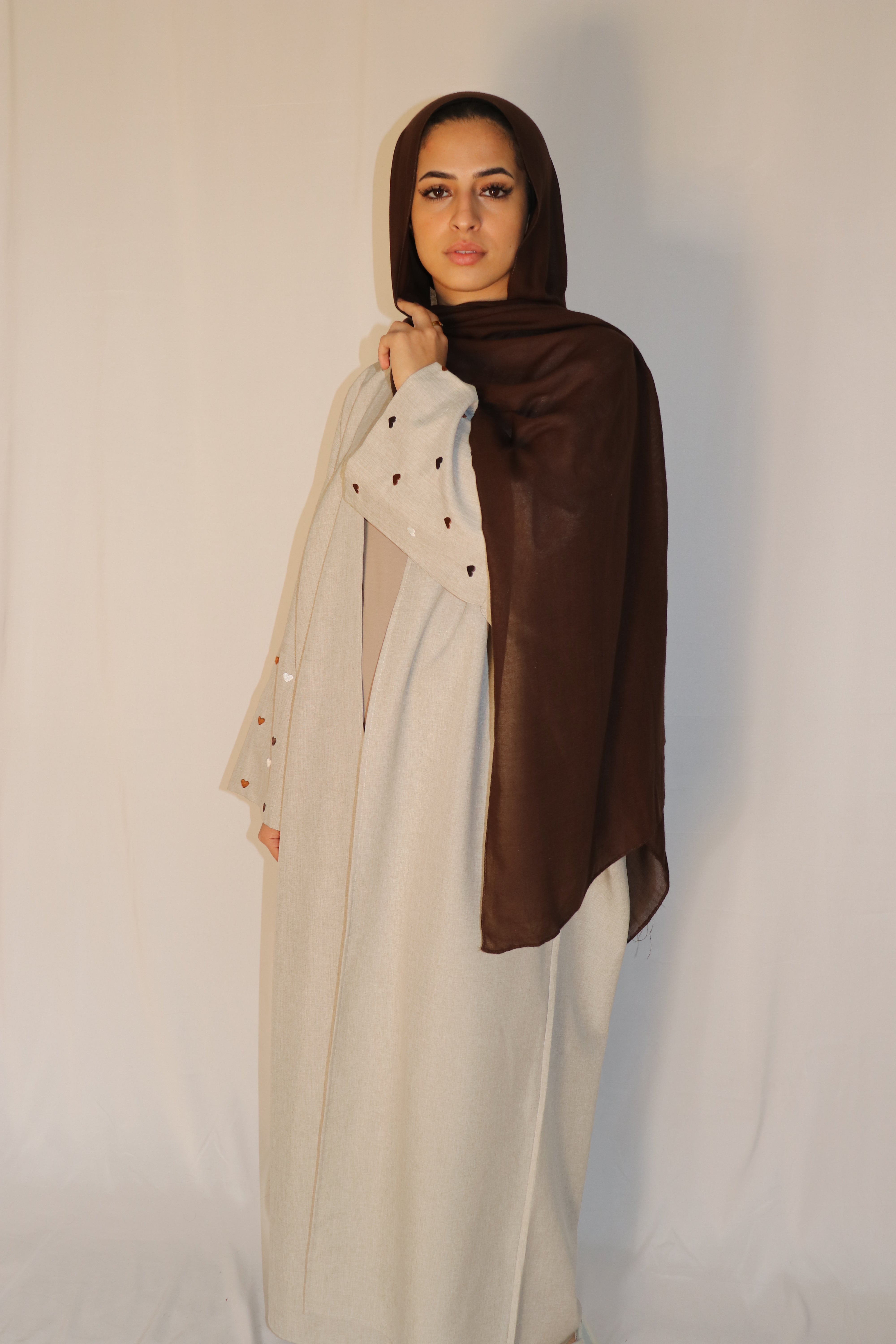 Aya Embroidered Heart Sleeve Abaya