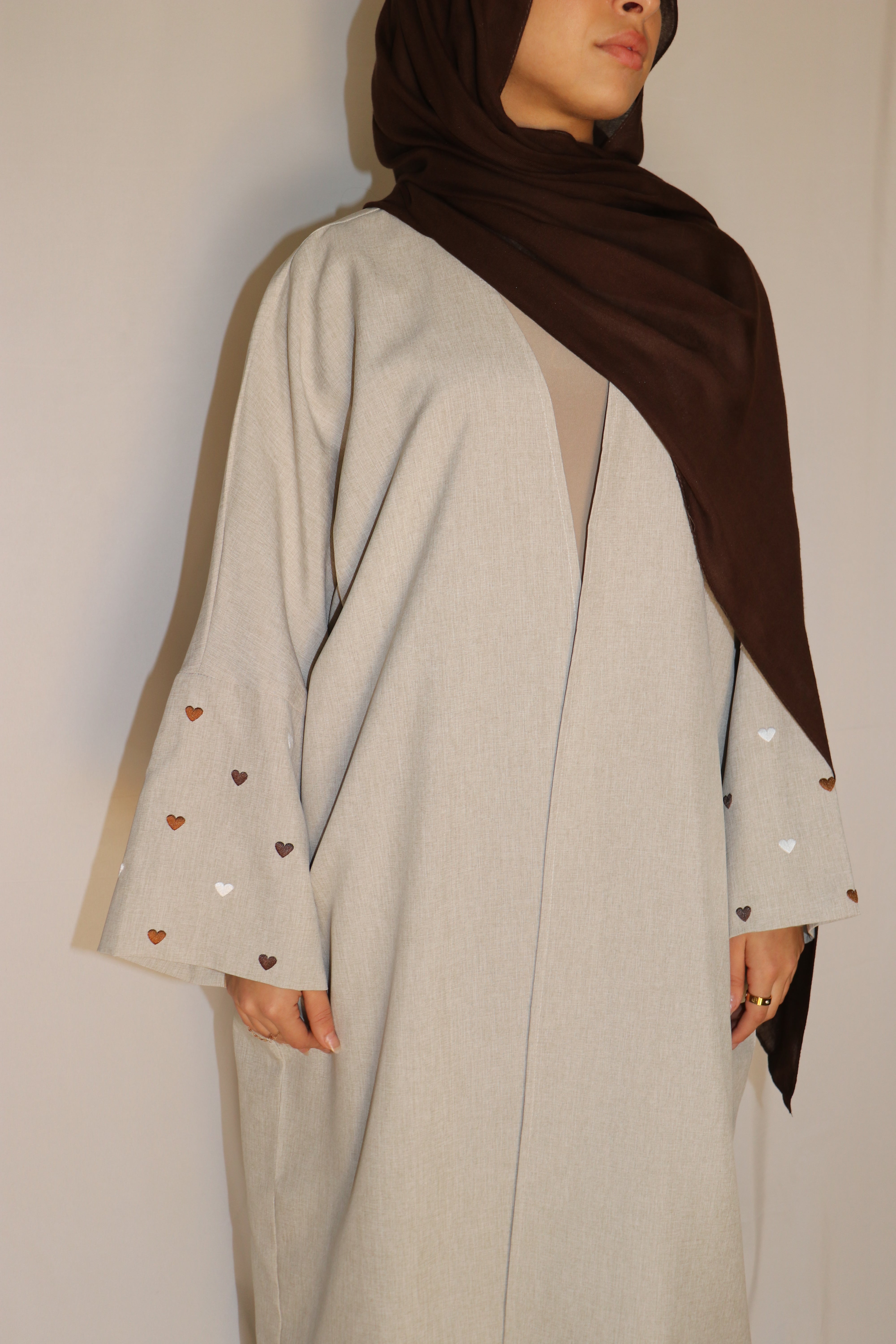 Aya Embroidered Heart Sleeve Abaya